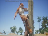 Horny tiger loves to suck a teen's hard dick amateur beastiality